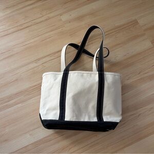 LL Bean Vintage Canvas Boat and Tote Bag with Black Trim